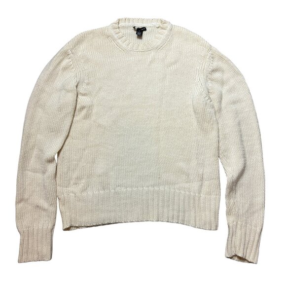 Club Monaco Yellow Cream Wool Knit Sweater Size Large Minimalist Cozy Classic - Picture 1 of 5